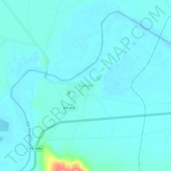 Carte topographique Saman, altitude, relief