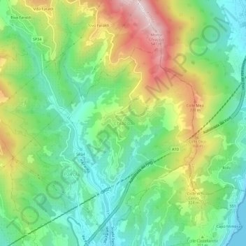 Carte topographique Chiappa, altitude, relief