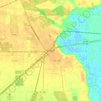 Carte topographique Dayton, altitude, relief