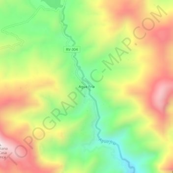 Carte topographique Agua Fría, altitude, relief