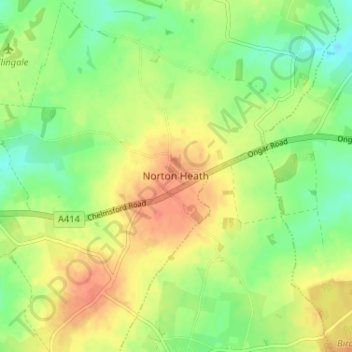 Carte topographique Norton Heath, altitude, relief