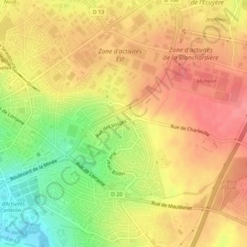 Carte topographique La Frenière, altitude, relief