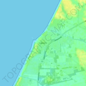 Carte topographique Løkken, altitude, relief