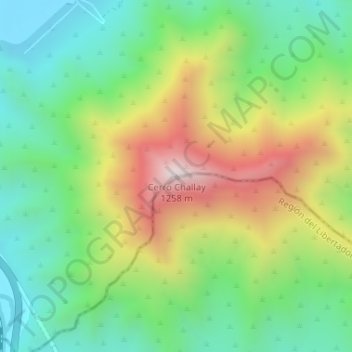 Carte topographique Cerro Challay, altitude, relief