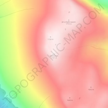 Carte topographique Graskarvet, altitude, relief