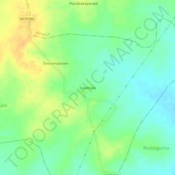 Carte topographique Suramala, altitude, relief