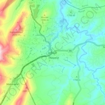 Carte topographique Jebilat, altitude, relief
