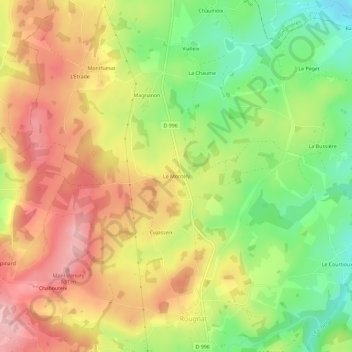 Carte topographique Le Montély, altitude, relief