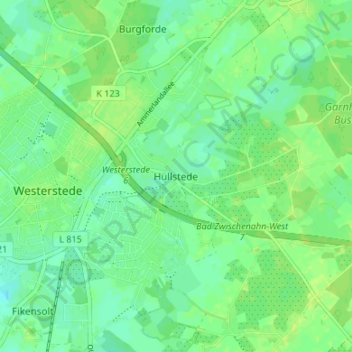 Carte topographique Hüllstede, altitude, relief