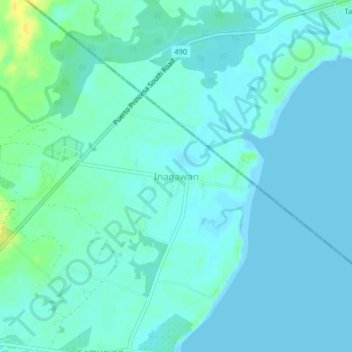 Carte topographique Inagawan, altitude, relief