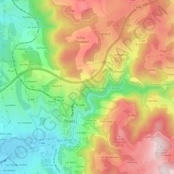 Carte topographique Tournaire, altitude, relief