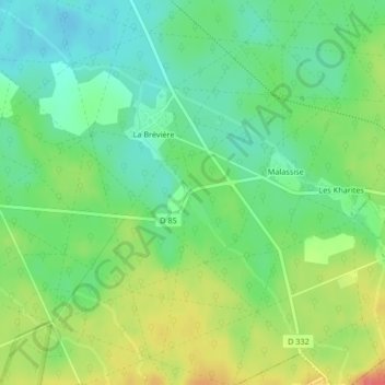 Carte topographique Chêne Saint-Pelerine, altitude, relief