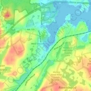 Carte topographique Little River Marshes, altitude, relief