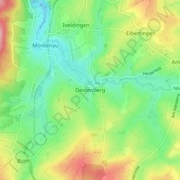 Carte topographique Deidenberg, altitude, relief