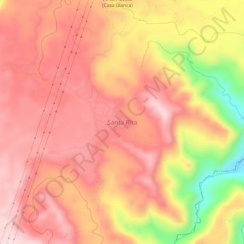 Carte topographique Santa Rita, altitude, relief