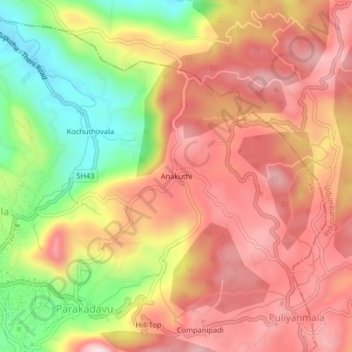 Carte topographique Anakuthi, altitude, relief