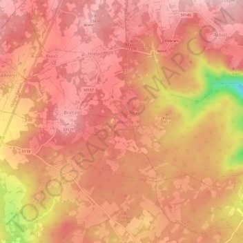 Carte topographique Belavići, altitude, relief