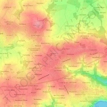 Carte topographique Kerallan, altitude, relief