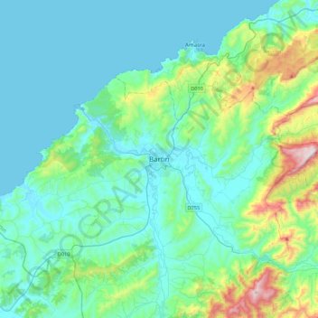 Carte topographique Bartın, altitude, relief