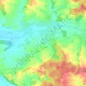 Carte topographique Iglbach, altitude, relief