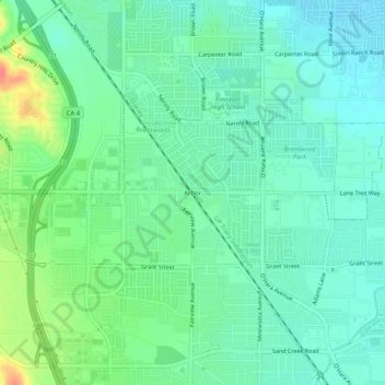 Carte topographique Arbor, altitude, relief