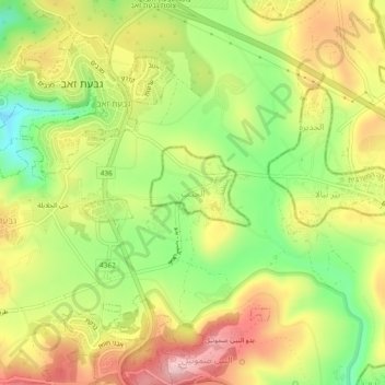 Carte topographique Al Jib, altitude, relief