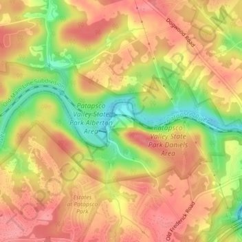 Carte topographique Daniels, altitude, relief