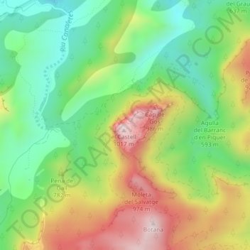Carte topographique Roques de Benet, altitude, relief