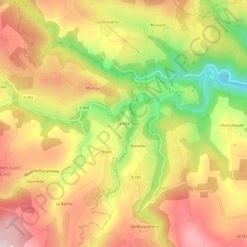 Carte topographique Le Mut, altitude, relief