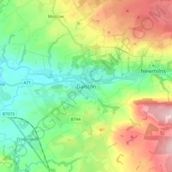 Carte topographique Galston, altitude, relief