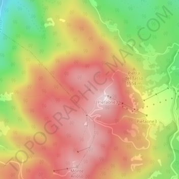 Carte topographique Monte Pierfaone, altitude, relief