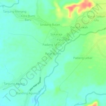 Carte topographique Pajar Bulan, altitude, relief