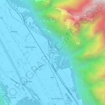 Carte topographique Somaggia, altitude, relief