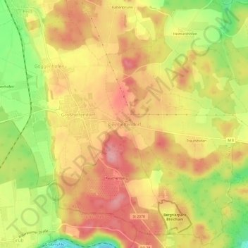 Carte topographique Kleinhelfendorf, altitude, relief