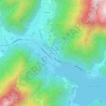 Carte topographique Pieve di Ledro, altitude, relief