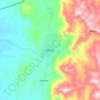 Carte topographique Badou, altitude, relief