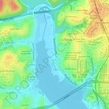 Carte topographique Boribana, altitude, relief