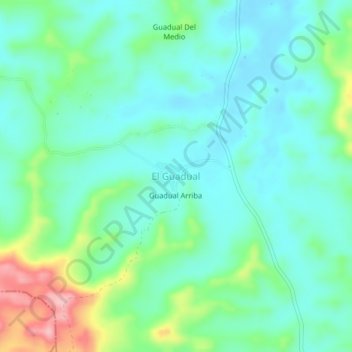 Carte topographique El Guadual, altitude, relief