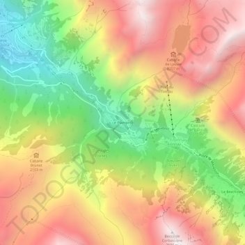 Carte topographique Le Plamproz, altitude, relief