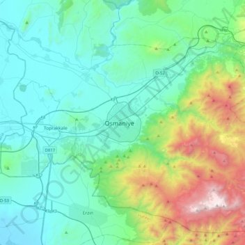 Carte topographique Osmaniye, altitude, relief