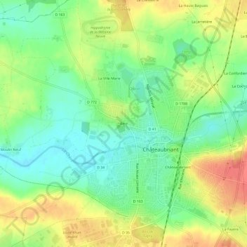 Carte topographique Béré, altitude, relief