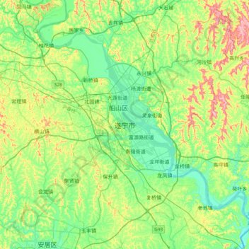 Carte topographique 遂宁市, altitude, relief