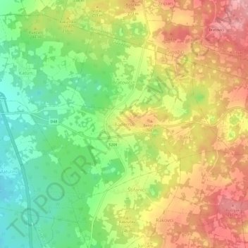 Carte topographique Baderna, altitude, relief