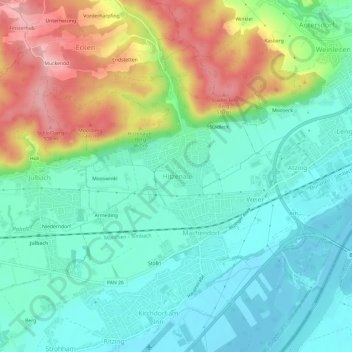 Carte topographique Hitzenau, altitude, relief