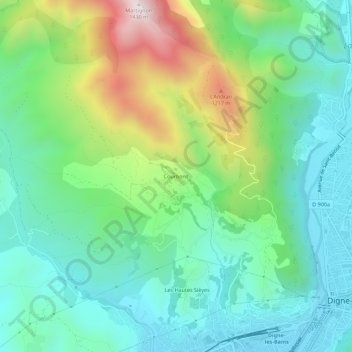 Carte topographique Courbons, altitude, relief
