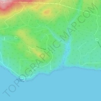 Carte topographique Shirley, altitude, relief