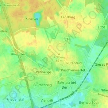 Carte topographique Kirschgarten, altitude, relief