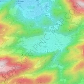 Carte topographique Hinterwössen, altitude, relief