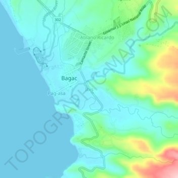 Carte topographique Ibis, altitude, relief