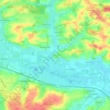Carte topographique Walkersaich, altitude, relief